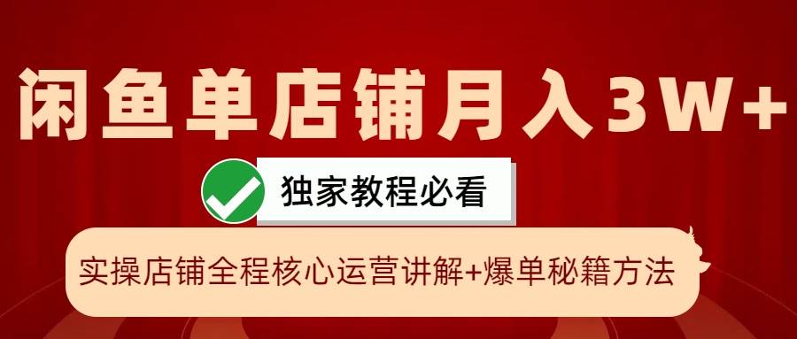 闲鱼单店铺月入3W+实操展示，爆单核心秘籍，一学就会插图