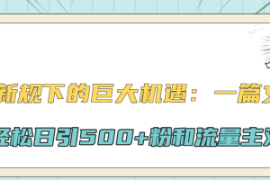 公众号新规下的巨大机遇：轻松日引500+粉和流量主双方收益，一篇文章引爆流量