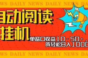 全自动阅读挂机，单窗口10-50+，可批量矩阵轻松日入1000+，新手小白秒上手