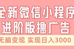 （13197期）全新微信小程序进阶版撸广告 无脑变现睡后也有收入 日入3000＋