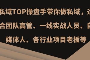 私域TOP操盘手带你做私域，适合团队高管、一线实战人员、自媒体人、各行业项目老板等