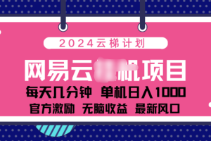 2024 11月份网易云云挂机项目！日入1000无脑收益！