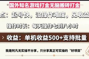 （13307期）国外知名游戏打金无脑搬砖单机收益500，每天操作七到八个小时