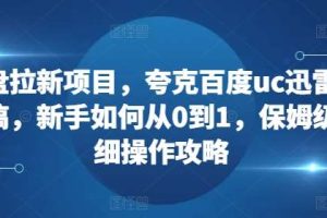 网盘拉新项目，夸克百度uc迅雷一起搞，新手如何从0到1，保姆级详细操作攻略