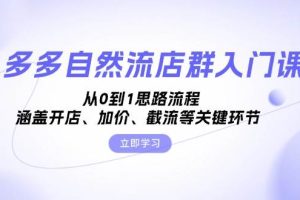 （13279期）多多自然流店群入门课，从0到1思路流程，涵盖开店、加价、截流等关键环节