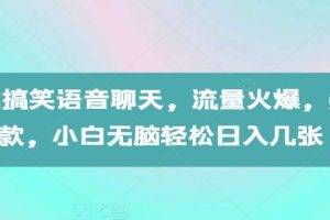 AI生成搞笑语音聊天，流量火爆，条条爆款，小白无脑轻松日入几张【揭秘】