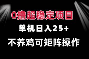 （13355期）0撸项目 单机日入25+ 可批量操作 无需养鸡 长期稳定 做了就有