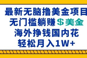 （13411期）最新海外无脑撸美金项目，无门槛躺赚美金，海外挣钱国内花，月入一万加