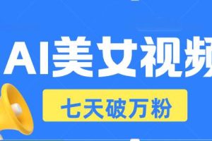 （13420期）AI美女视频玩法，短视频七天快速起号，日收入500+