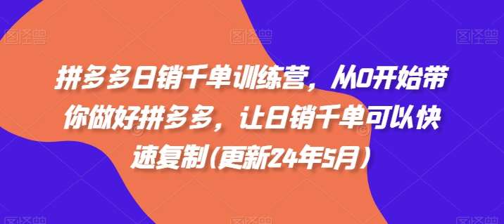 拼多多日销千单训练营，从0开始带你做好拼多多，让日销千单可以快速复制(更新24年11月)插图