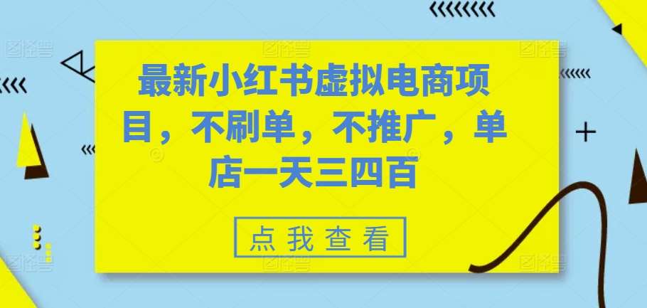 最新小红书虚拟电商项目，不刷单，不推广，单店一天三四百插图