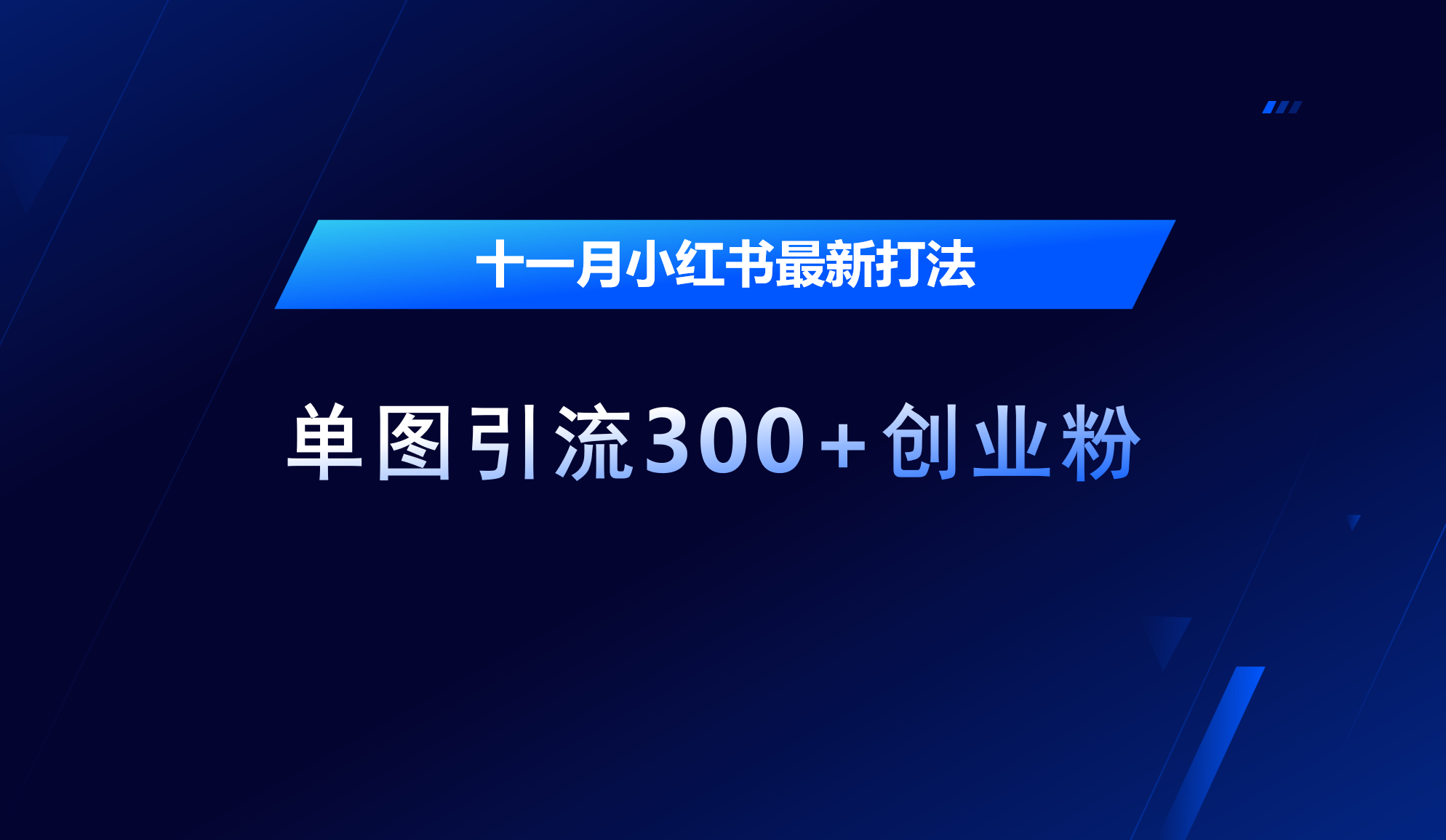 十一月，小红书最新打法，单图引流300+创业粉插图