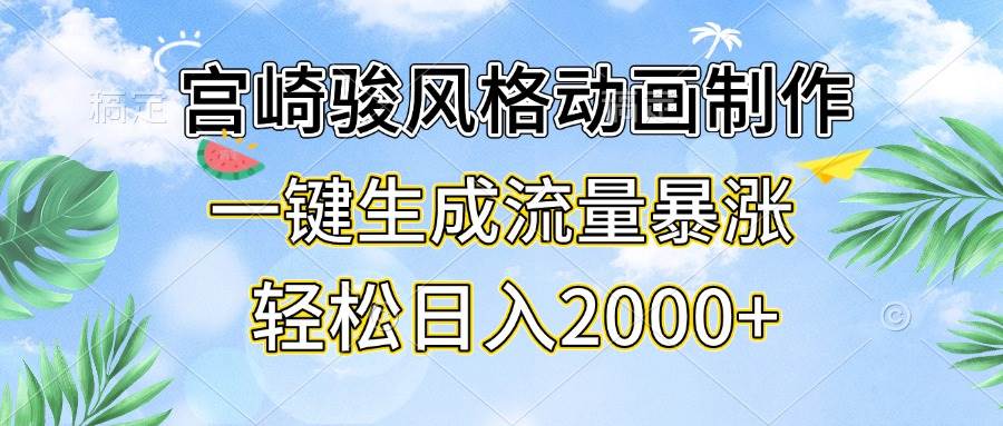 （13386期）宫崎骏风格动画制作，一键生成流量暴涨，轻松日入2000+插图