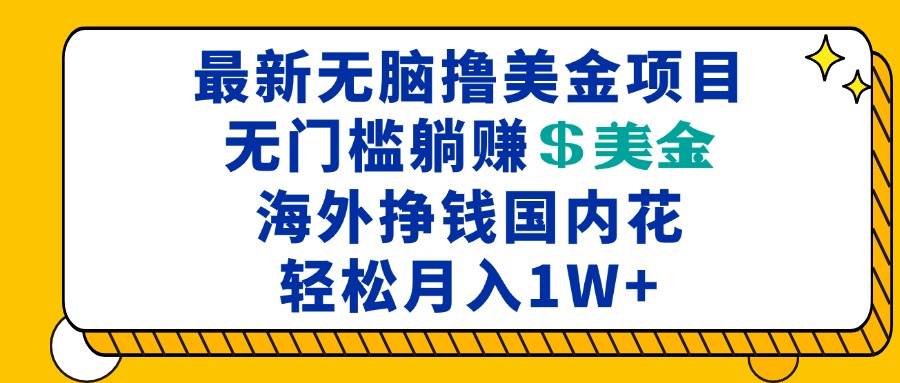 （13411期）最新海外无脑撸美金项目，无门槛躺赚美金，海外挣钱国内花，月入一万加插图