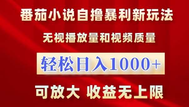 番茄小说自撸暴利新玩法，无视播放量，轻松日入1k，可放大，收益无上限【揭秘】插图